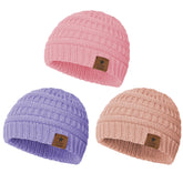 Durio Baby Beanies 6-12 Months Warm Baby Girl Winter Baby Hats Knit Baby Boy Infant Beanies 6-12 Months Soft Light Pink&Pink&Purple 6-12 Months
